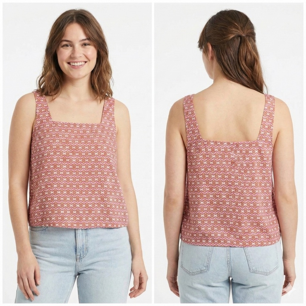 a.n.a. Pink Floral Cropped Tank Top, Size XXL, Retro Hippie Sleeveless - Picture 3 of 5
